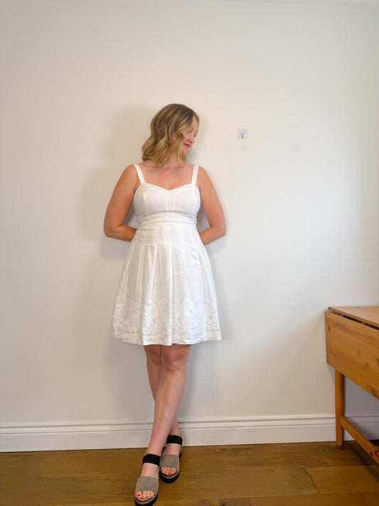 Ralph Lauren White Linen Mini Dress (Size 10)