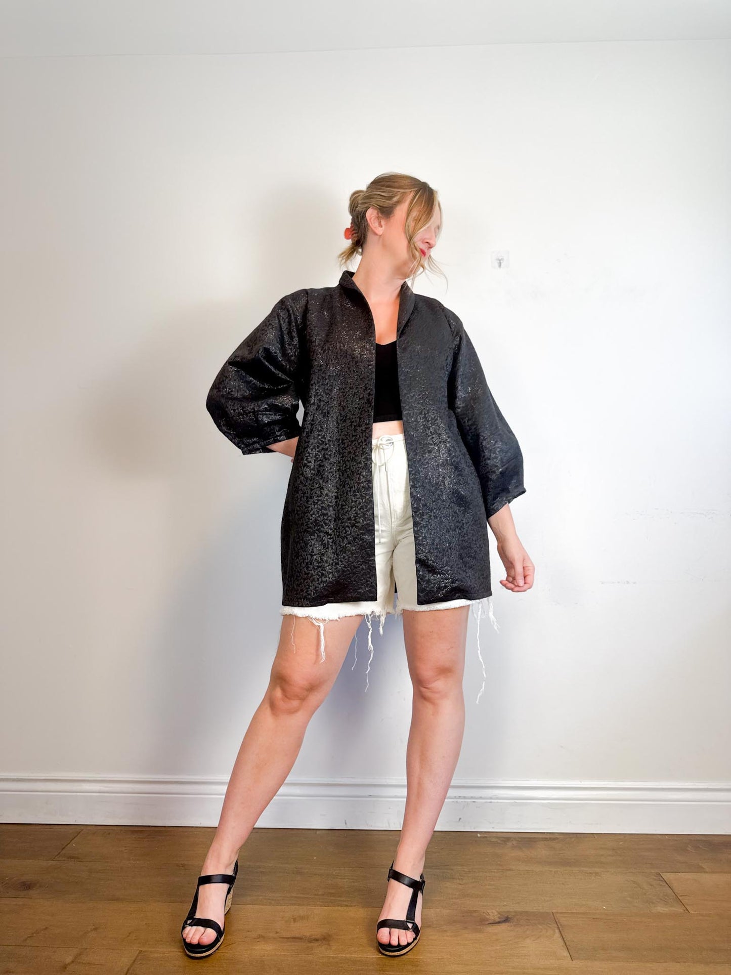 Diana Coatsworth Design Jacket in Black Metallic (Size M)