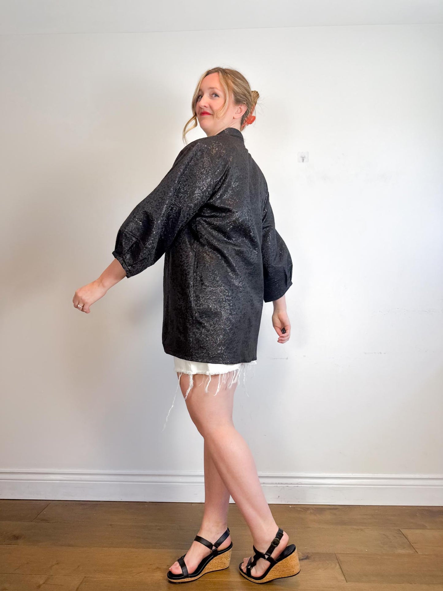 Diana Coatsworth Design Jacket in Black Metallic (Size M)