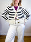 Sezane "Wilson Cardigan" in Ecru/Marine (Size S/M)
