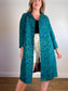Vintage 1970s Brown Fashions Coat by Gabor Winnipeg Jacket in Floral Teal(Size M/L)