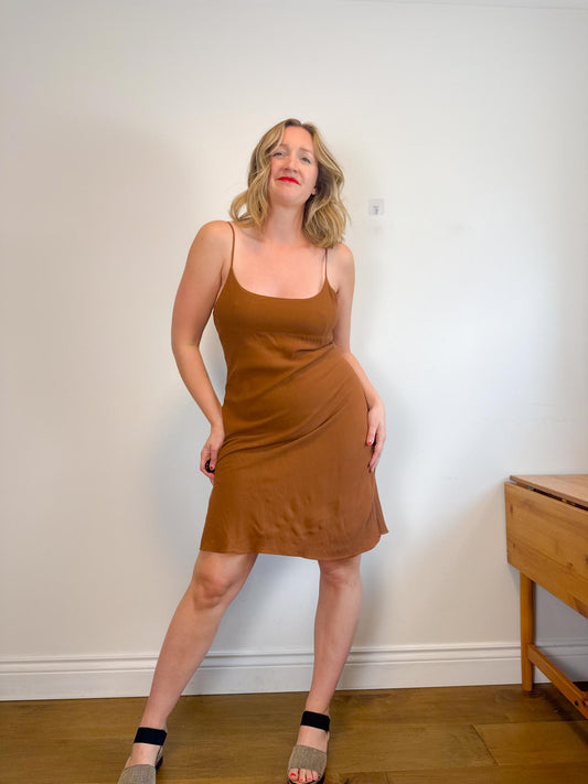 SUNDEH Aritzia Midi Dress in Brown (Size L)