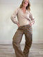 Daily Story Montreal Brand Wrap Sweater in Heathered Oatmeal (Size XL)