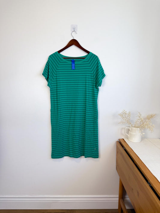 Kit & Ace Pima Cotton Striped T-Shirt Dress in Green (Size M)