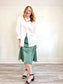 House of Harlow 1960 Satin Midi Skirt with Side Slit in Green (Size M/L)