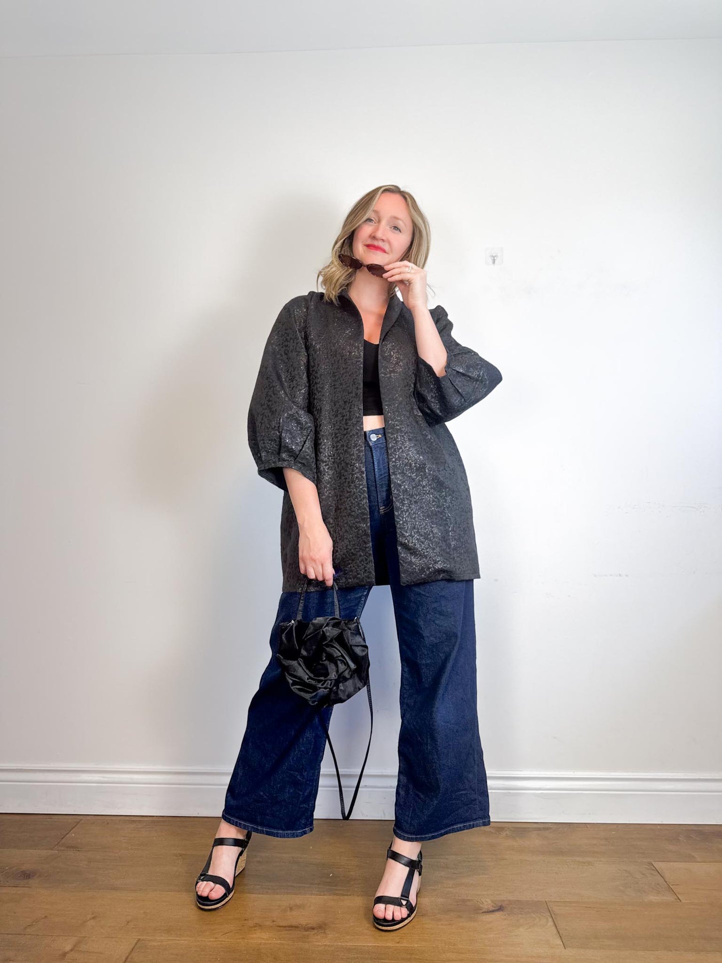 Diana Coatsworth Design Jacket in Black Metallic (Size M)