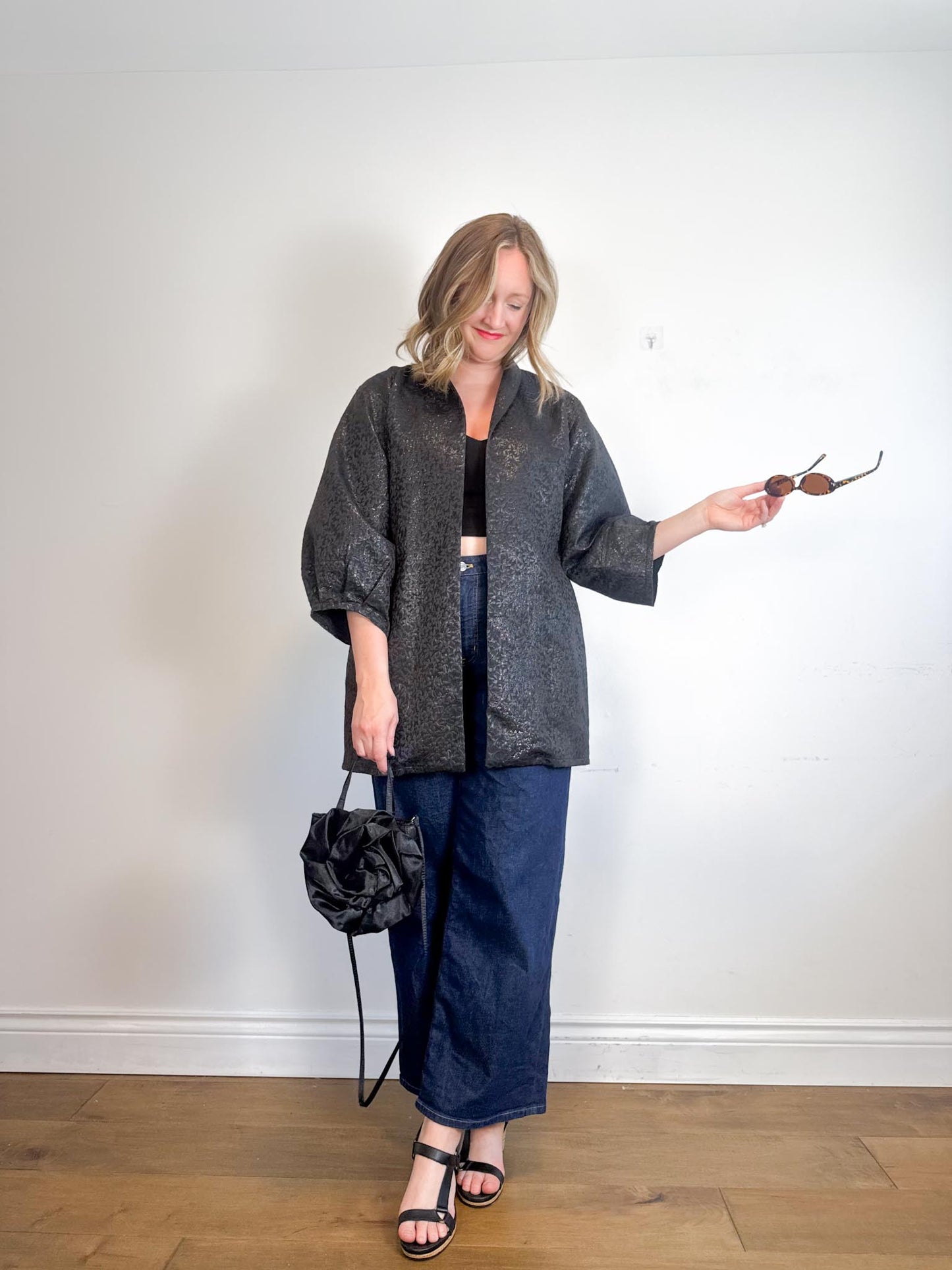 Diana Coatsworth Design Jacket in Black Metallic (Size M)