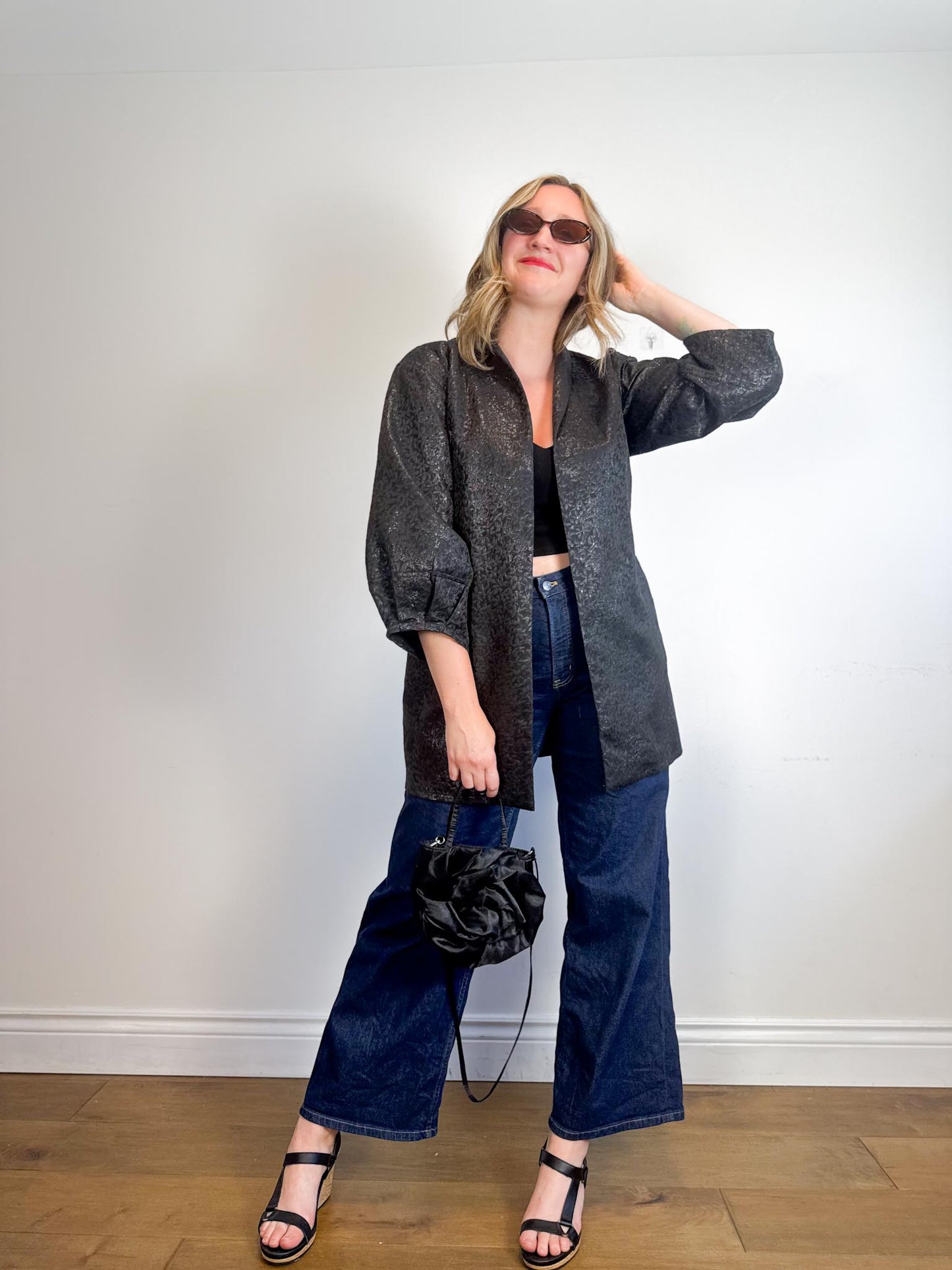 Diana Coatsworth Design Jacket in Black Metallic (Size M)