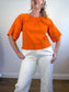 Everlane "The Seersucker Gathered Tee in Orange" (Size M)