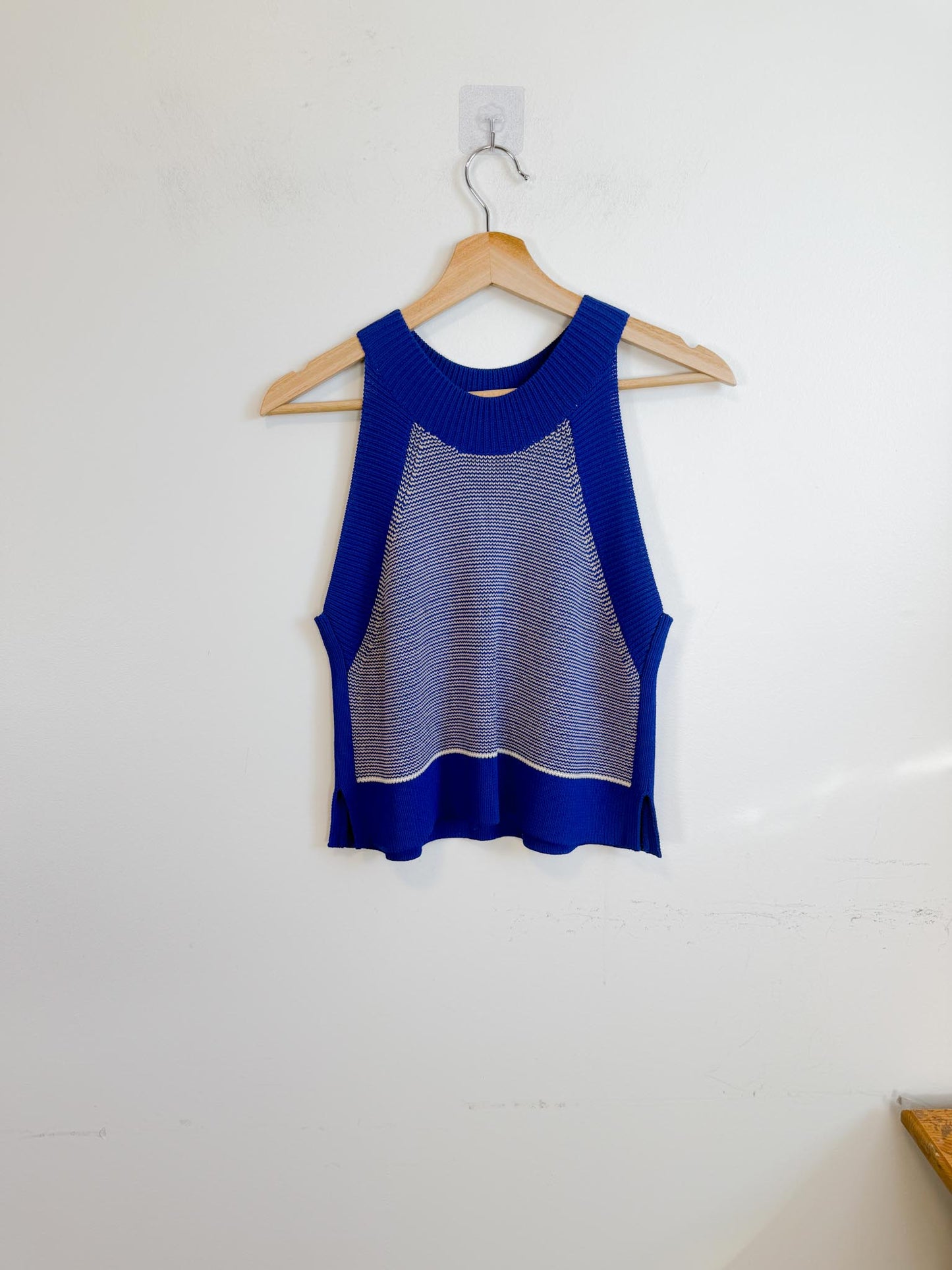 Wilfred Knit Halter Top in Blue / White (Size S/M)
