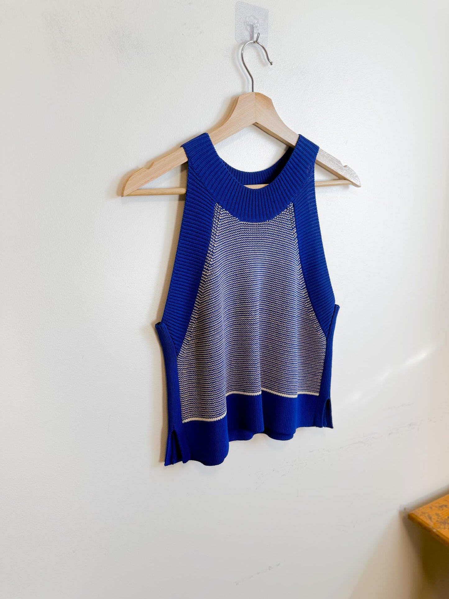 Wilfred Knit Halter Top in Blue / White (Size S/M)