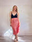 Babaton "Slip Satin Midi Skirt" in Pink (Size 8)