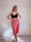 Babaton "Slip Satin Midi Skirt" in Pink (Size 8)