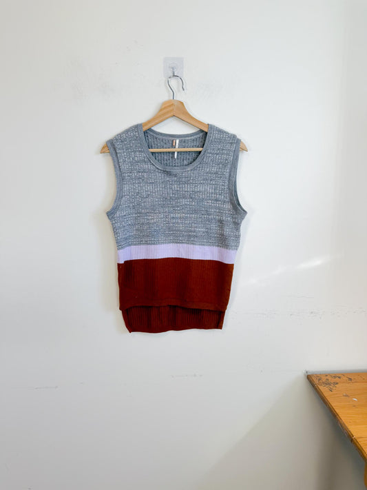 Free People Knit Sleeveless Colourblock Top (Size S)