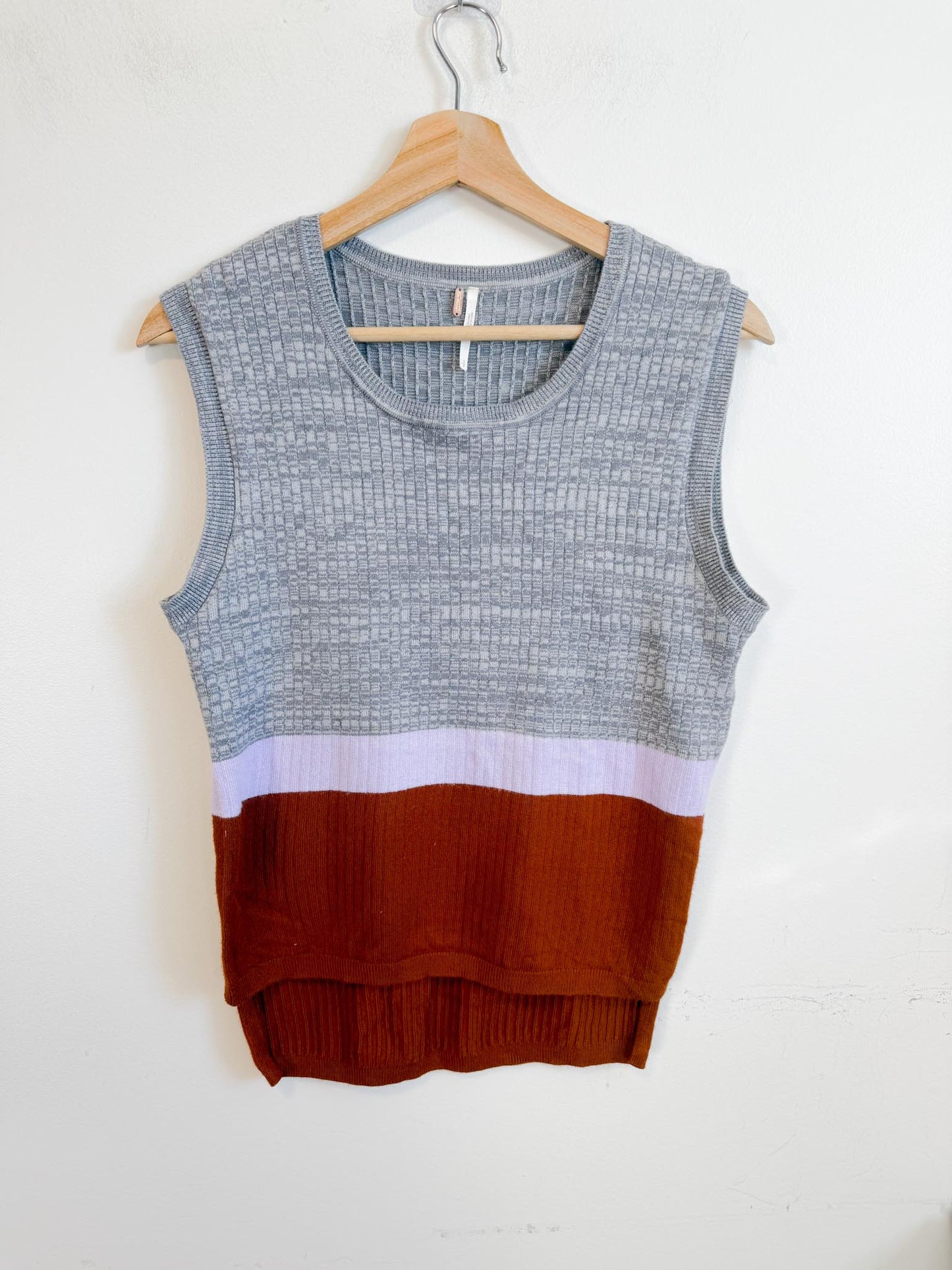 Free People Knit Sleeveless Colourblock Top (Size S)