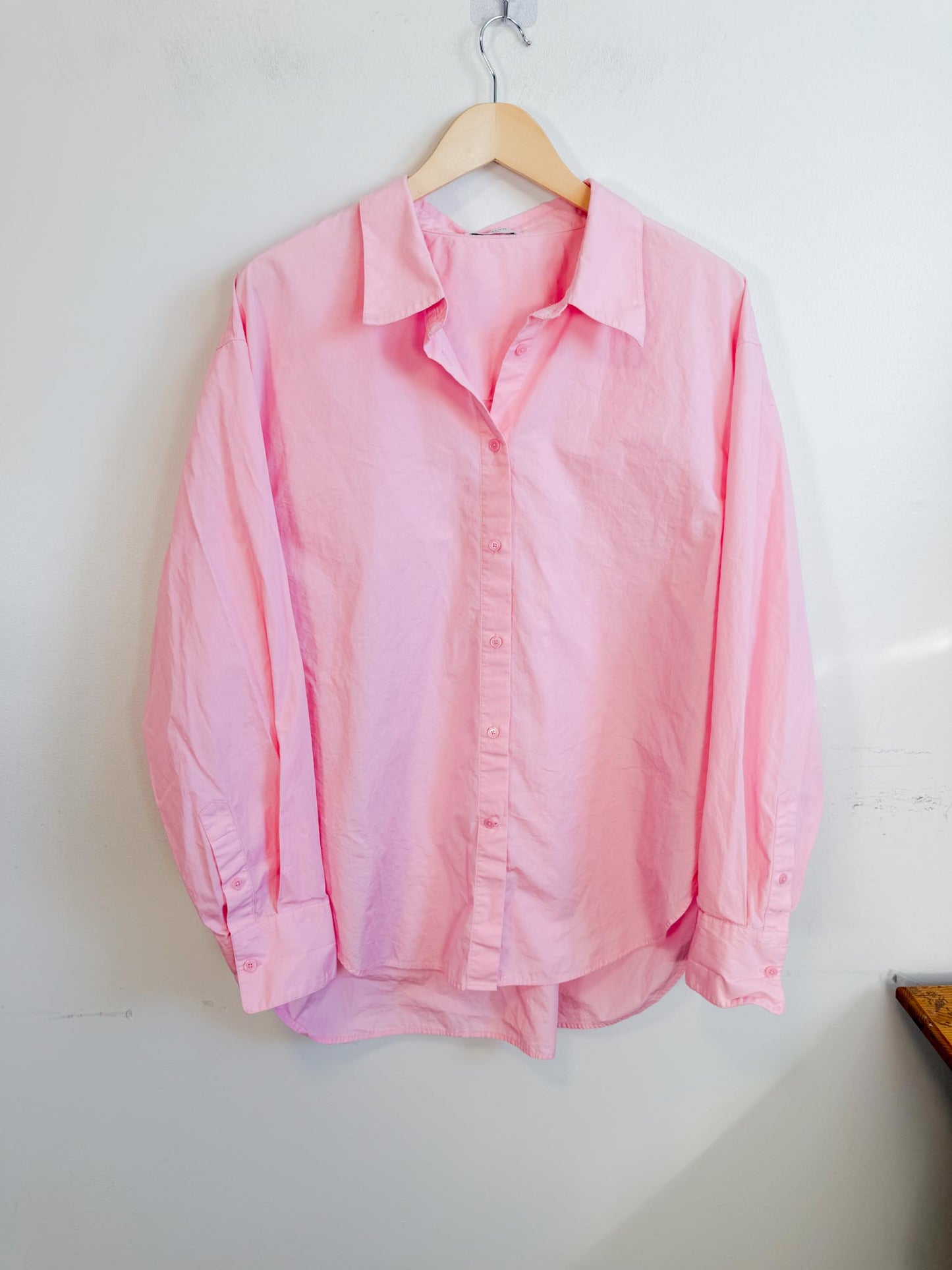 Babaton Cotton Button Down in Pink (Size L)