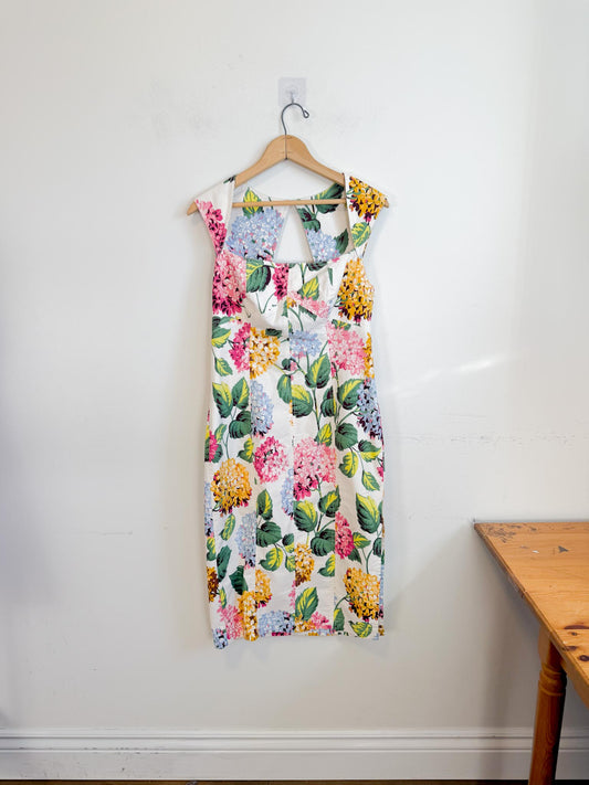Anthropologie "Slim Square-Neck Dress in Hydrangea Print" (Size M)