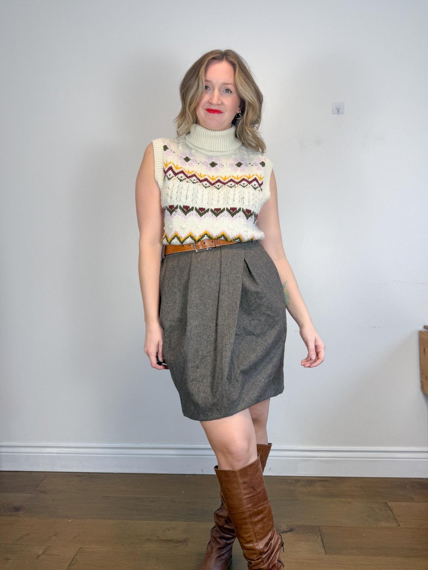 PAUW Amsterdam Designer Tulip Wool Mini Skirt SOLD AS IS (Size L)