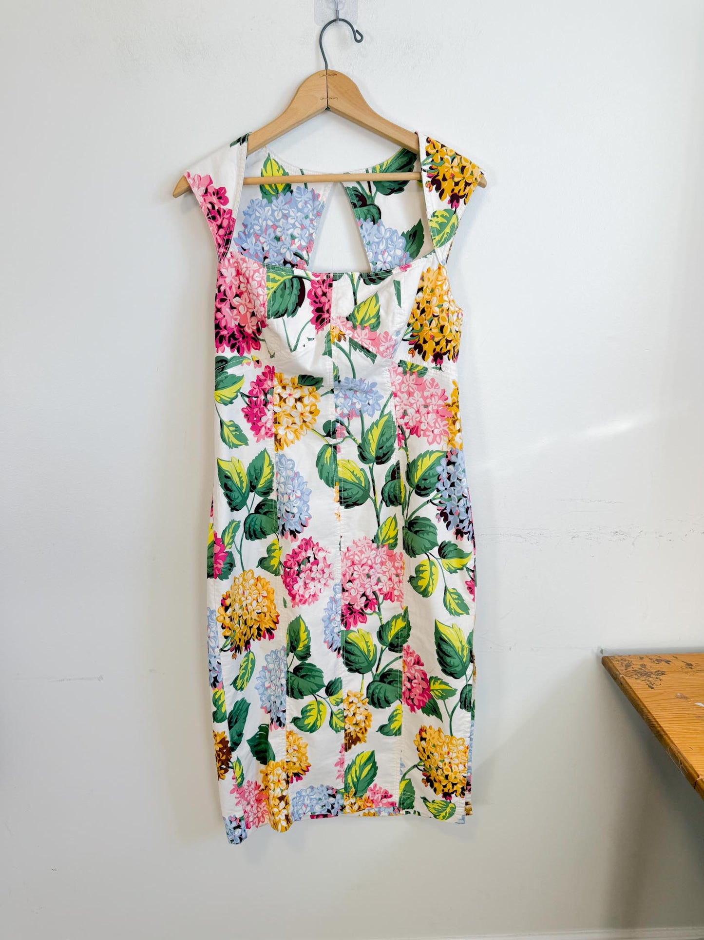 Anthropologie "Slim Square-Neck Dress in Hydrangea Print" (Size M)