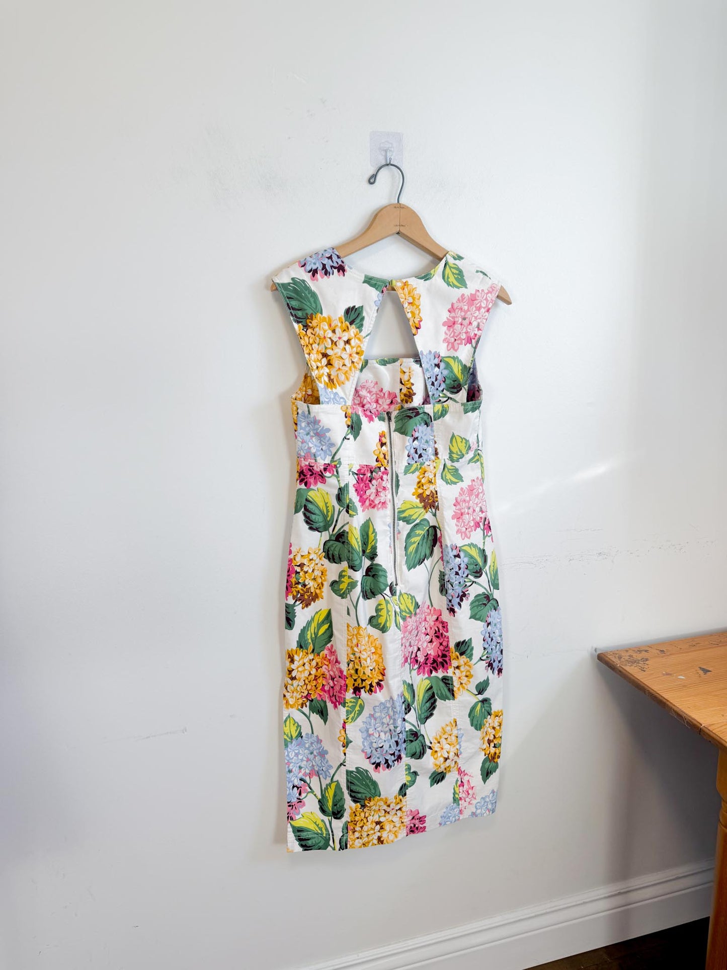 Anthropologie "Slim Square-Neck Dress in Hydrangea Print" (Size M)