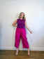 OUI Wide Leg Linen Culottes in Hot Pink (Size XL)