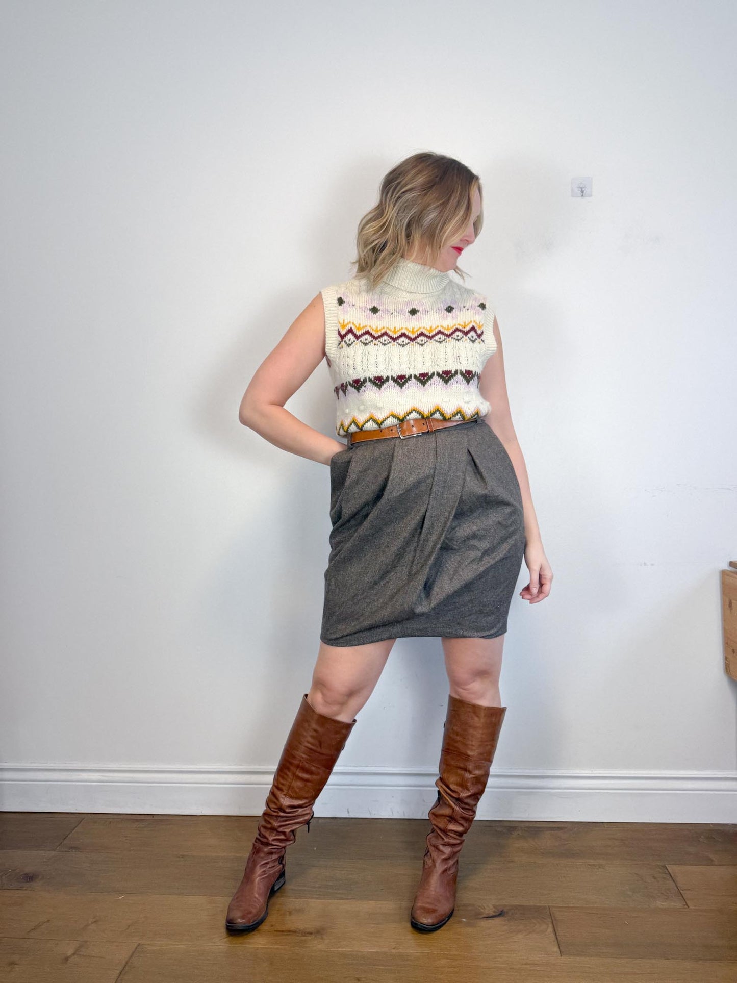 PAUW Amsterdam Designer Tulip Wool Mini Skirt SOLD AS IS (Size L)
