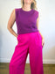 OUI Wide Leg Linen Culottes in Hot Pink (Size XL)