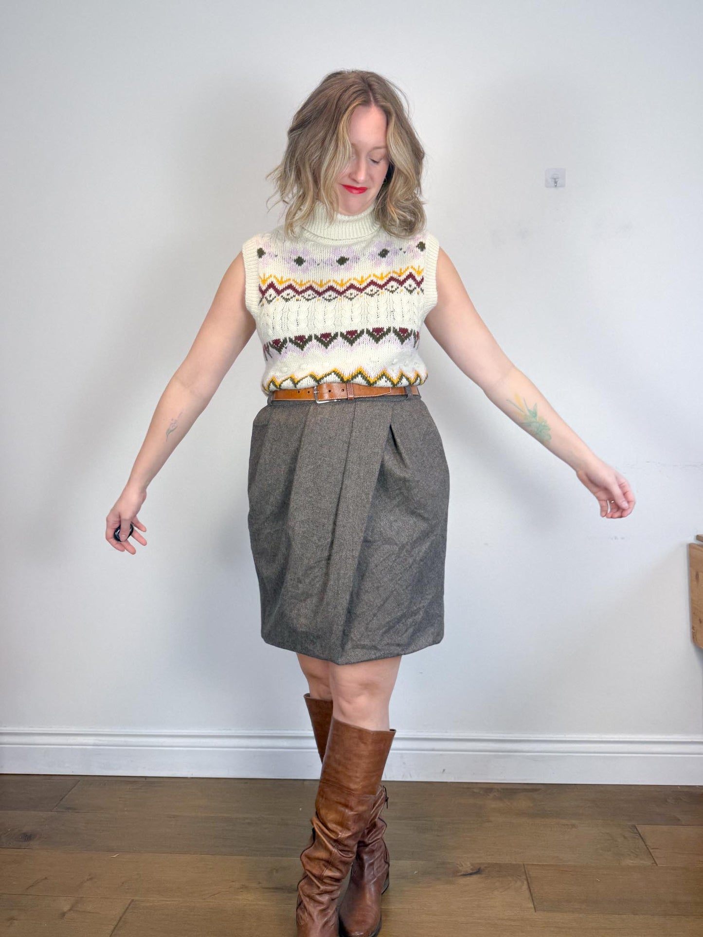 PAUW Amsterdam Designer Tulip Wool Mini Skirt SOLD AS IS (Size L)