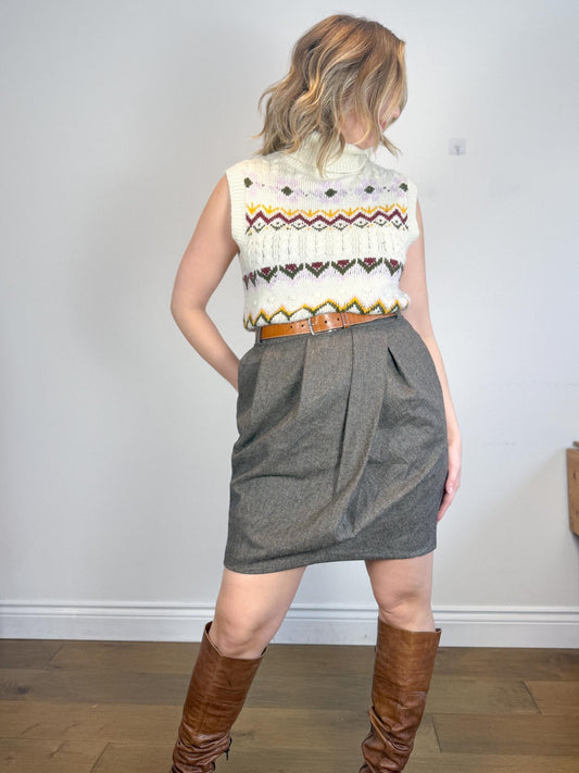 PAUW Amsterdam Designer Tulip Wool Mini Skirt SOLD AS IS (Size L)