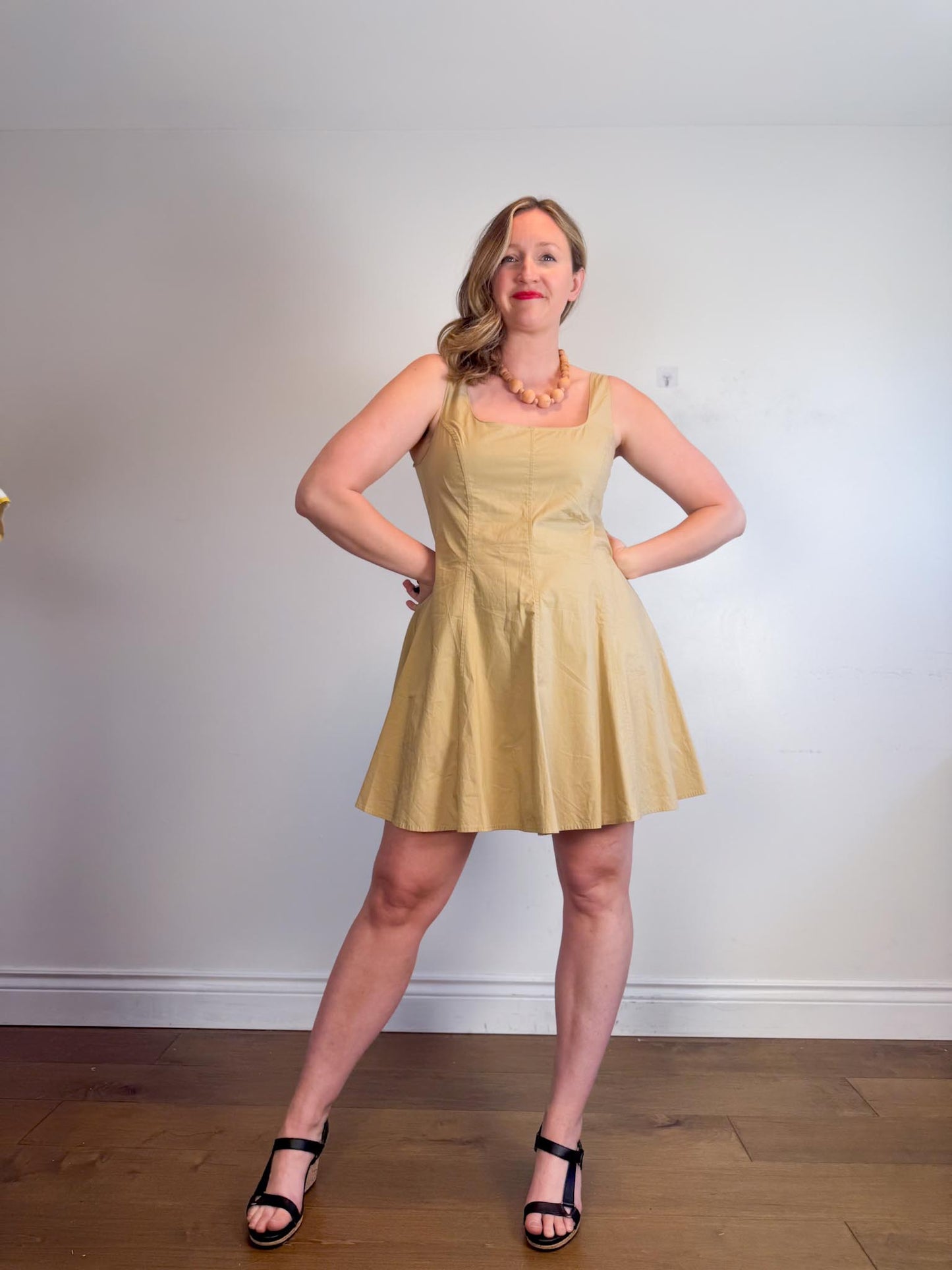 Gap Square Neck Line Mini Dress in Beige NWT (Size 12)