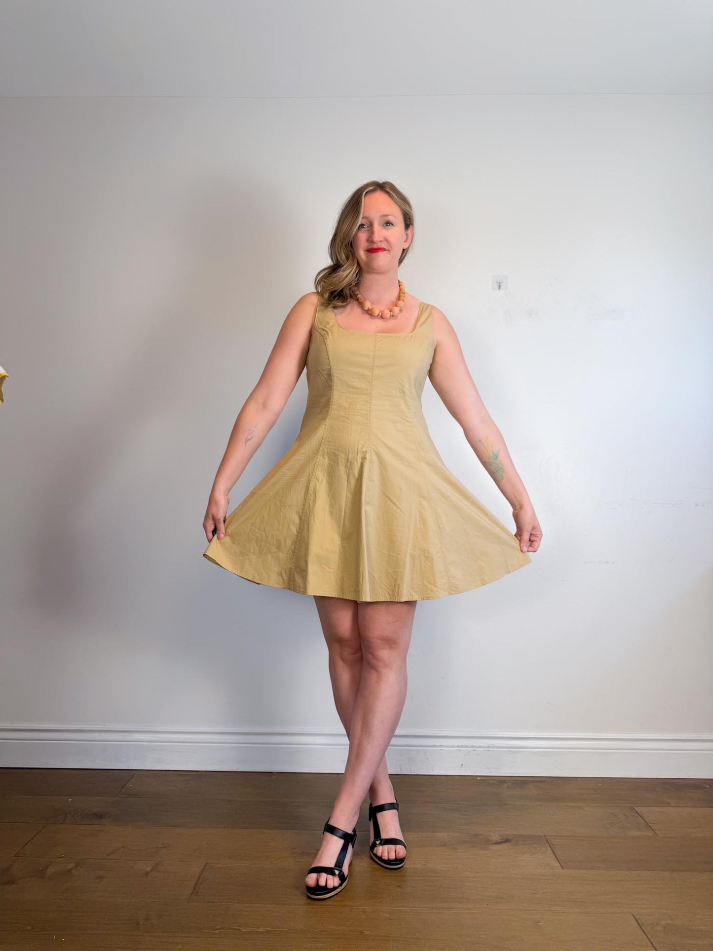 Gap Square Neck Line Mini Dress in Beige NWT (Size 12)