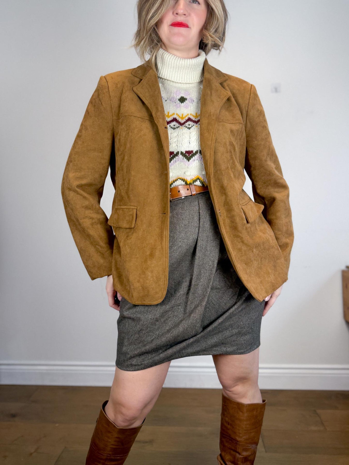 Oak + Fort Vegan Suede Jacket in Camel NWT (Size M-L)