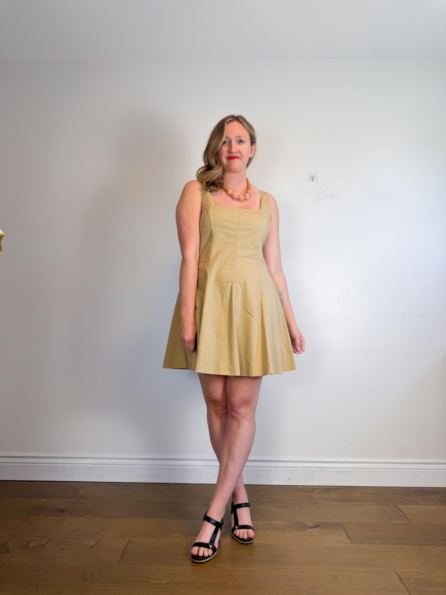 Gap Square Neck Line Mini Dress in Beige NWT (Size 12)