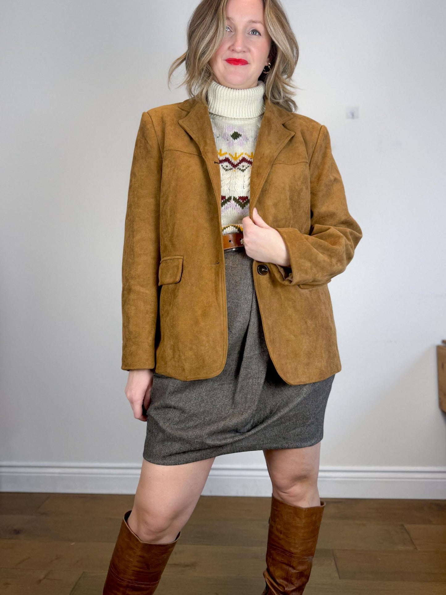 Oak + Fort Vegan Suede Jacket in Camel NWT (Size M-L)