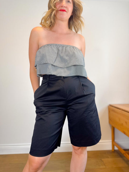 Club Monaco Gingham Tube Top in Black/White (Size L)