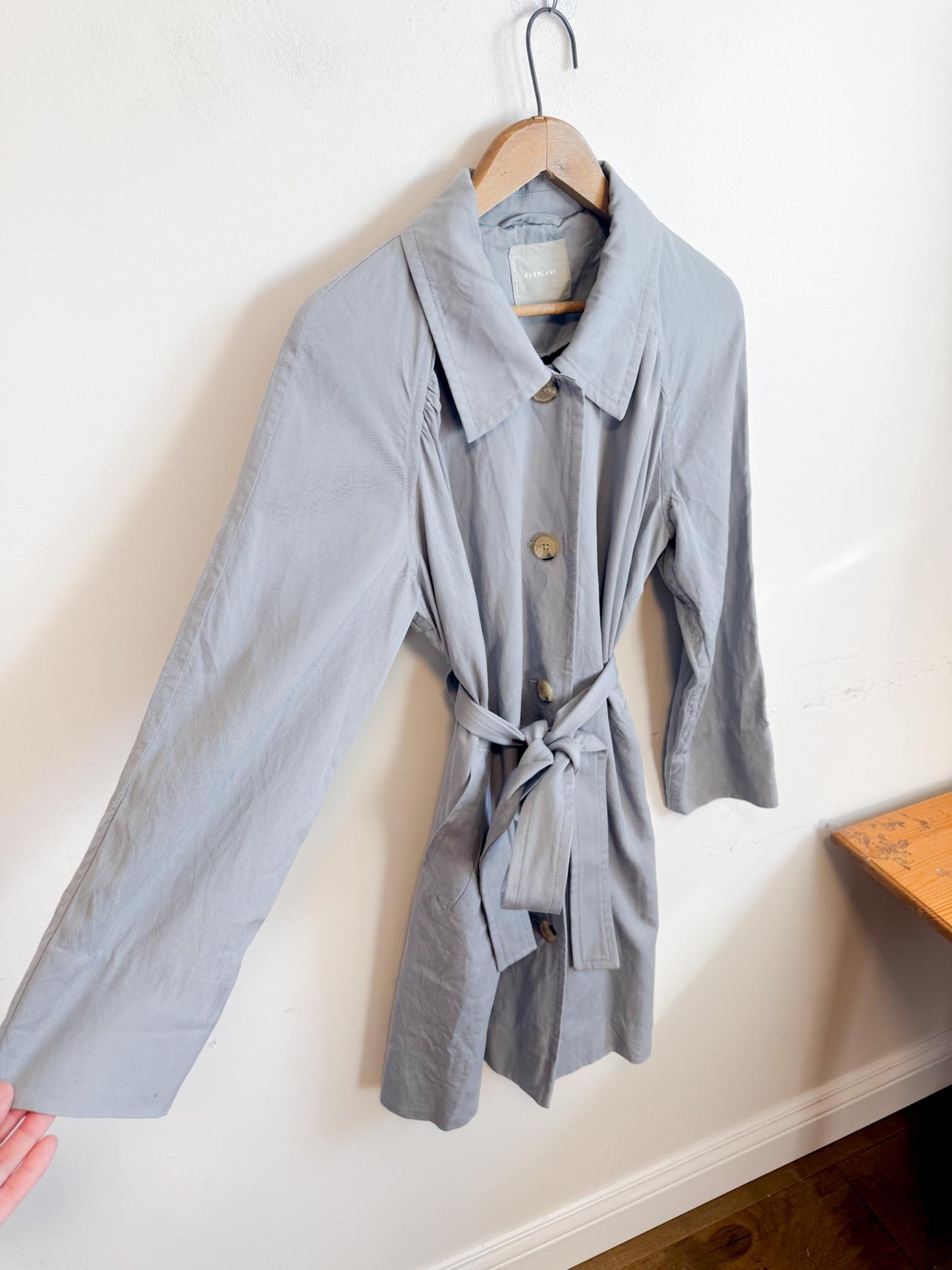 Everlane "The Gathered Drape Trench Coat in Grey" (Size S/M)