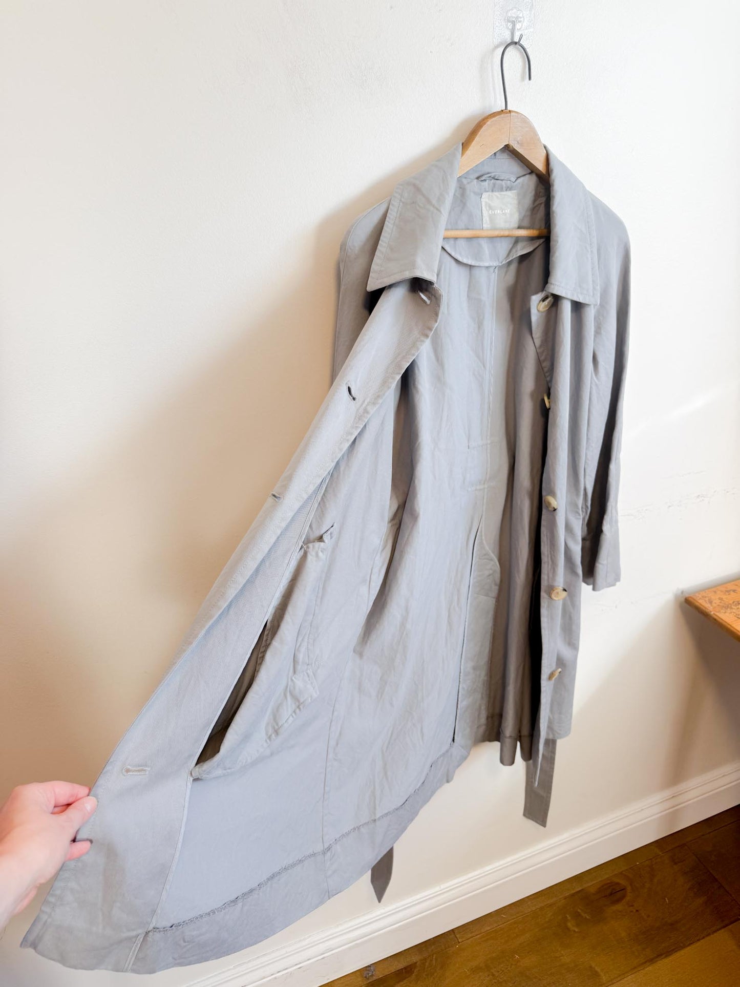 Everlane "The Gathered Drape Trench Coat in Grey" (Size S/M)