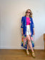 Vintage Robe / Duster Jacket in Blue/Floral Print (Size L)