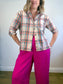 Weekend MaxMara Designer Plaid Button Down (Size L)