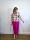 OUI Wide Leg Linen Culottes in Hot Pink (Size XL)