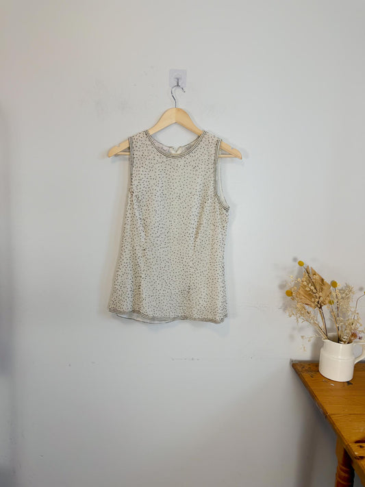 Vintage 90s Laurence Kagan Silk Bejeweled Sleeveless Top (Size M/L)