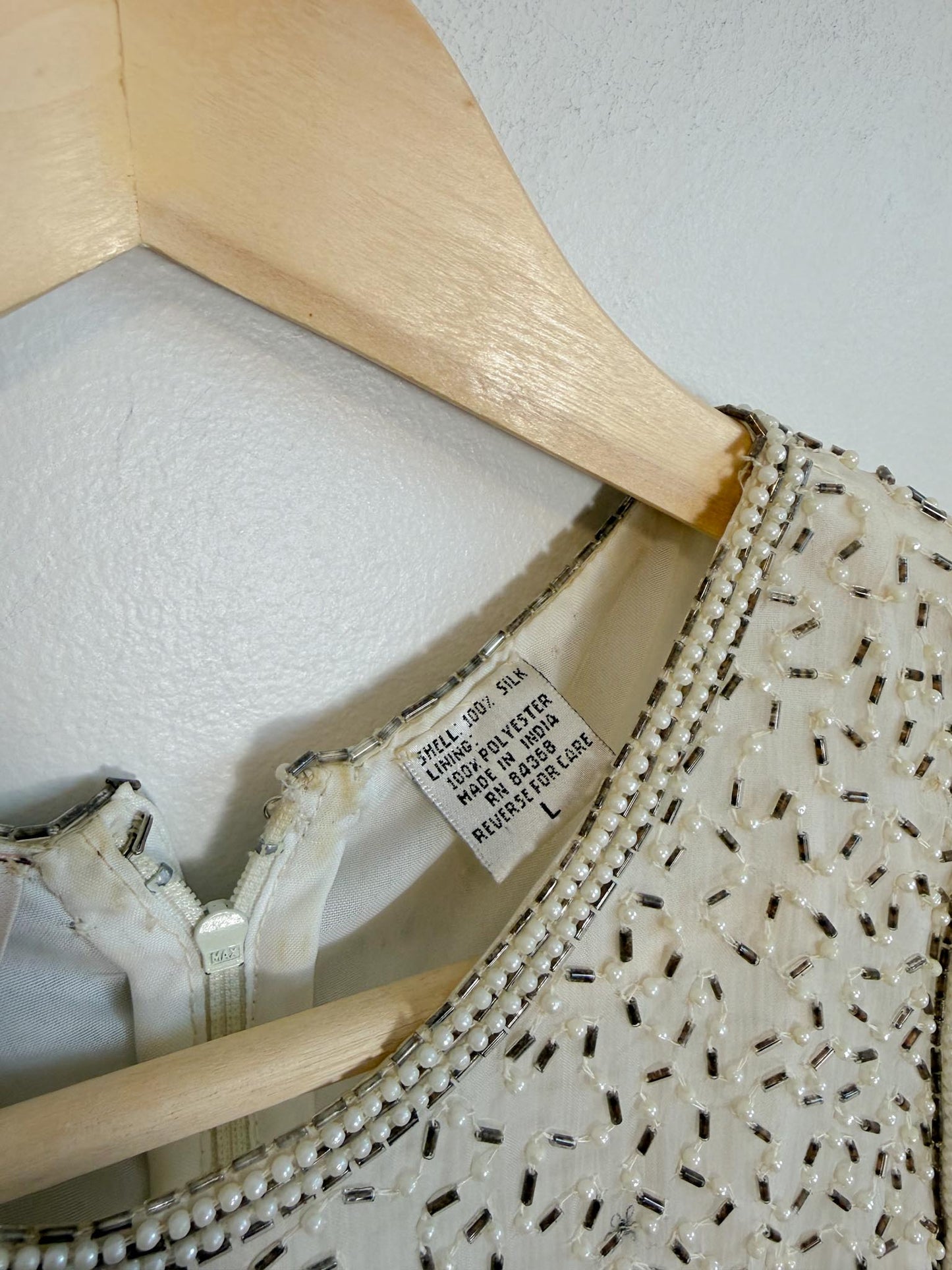 Vintage 90s Laurence Kagan Silk Bejeweled Sleeveless Top (Size M/L)