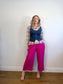 OUI Wide Leg Linen Culottes in Hot Pink (Size XL)