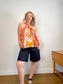 Banana Republic Front Halter Scarf Top in Orange Print (Size XL)
