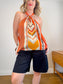 Banana Republic Front Halter Scarf Top in Orange Print (Size XL)