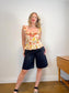 dRA Los Angeles Linen Ruffled Tank in Floral/Tucan Print (Size S)