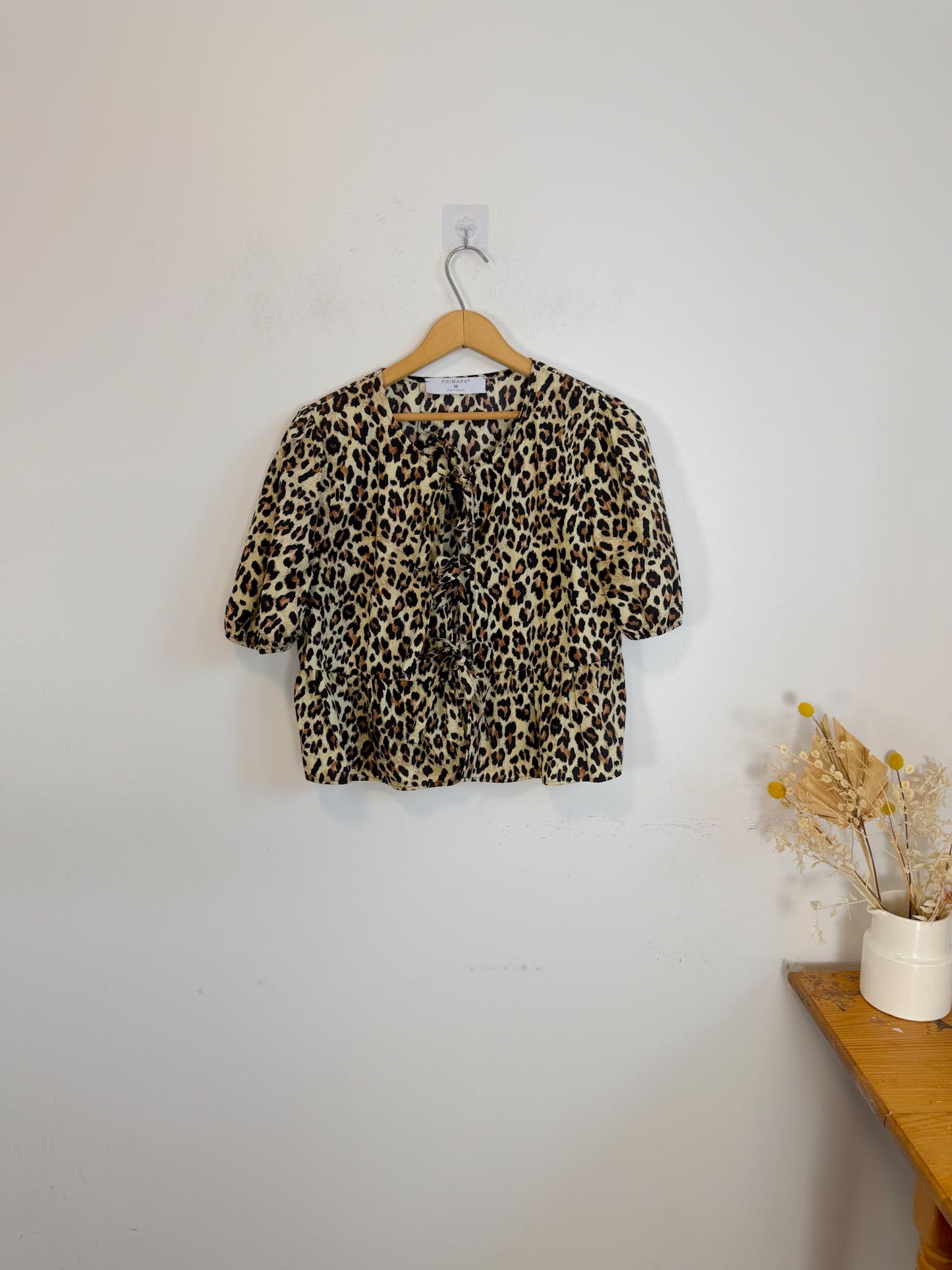 Tie Front Leopard Print Blouse (Size M/L)