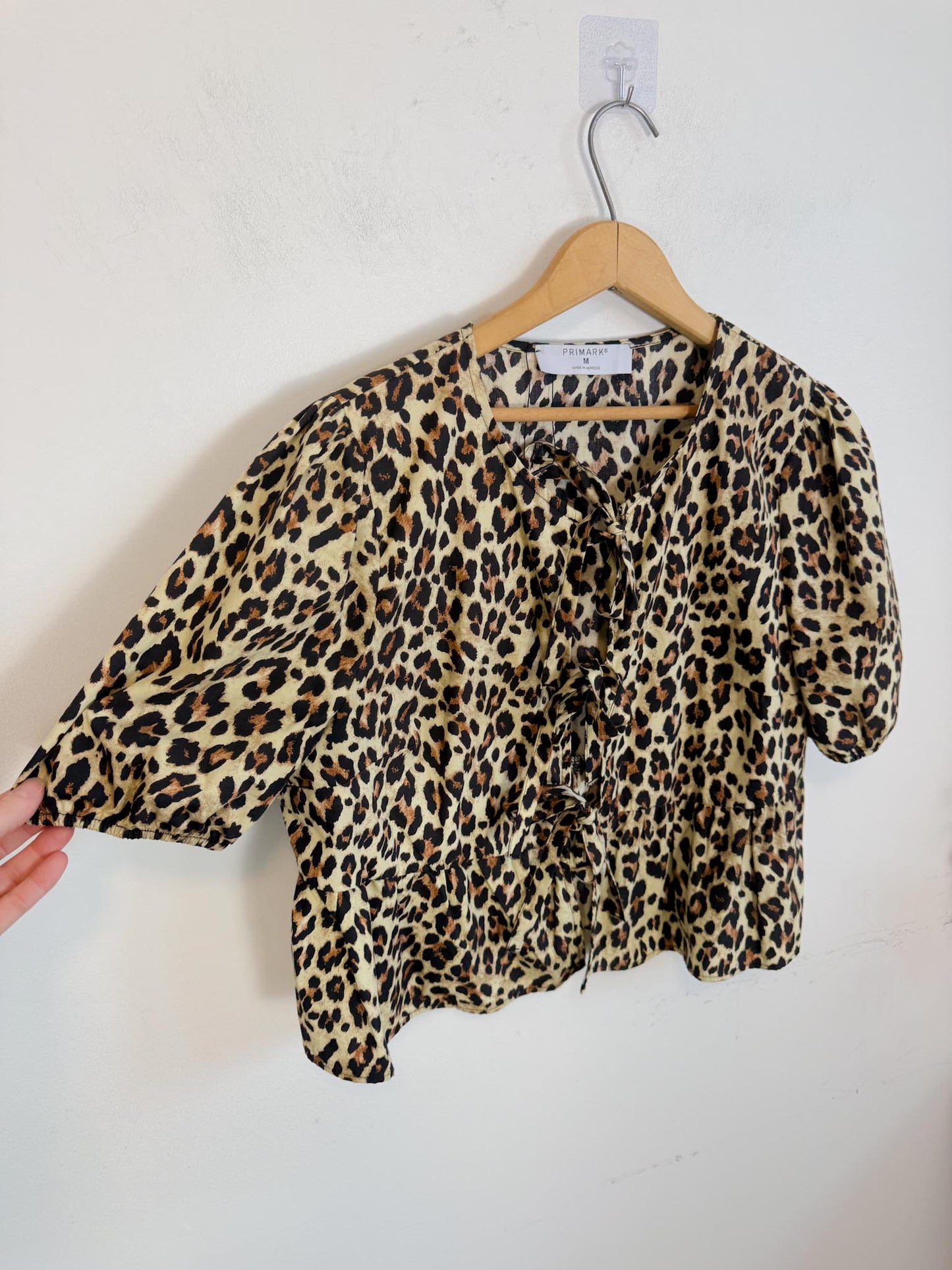 Tie Front Leopard Print Blouse (Size M/L)