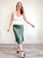 House of Harlow 1960 Satin Midi Skirt with Side Slit in Green (Size M/L)