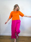 Everlane "The Seersucker Gathered Tee in Orange" (Size M)
